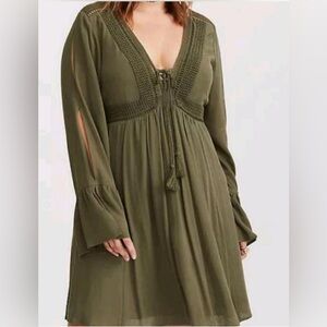 Olive split sleeve dress- never worn